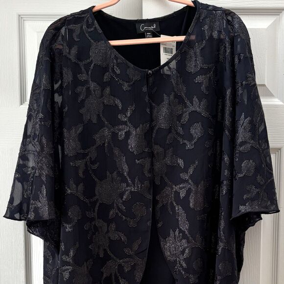 NEW Connected Apparel Dress 18W Navy Sleeveless Pullover with 27" Shawl NWT - Picture 3 of 14